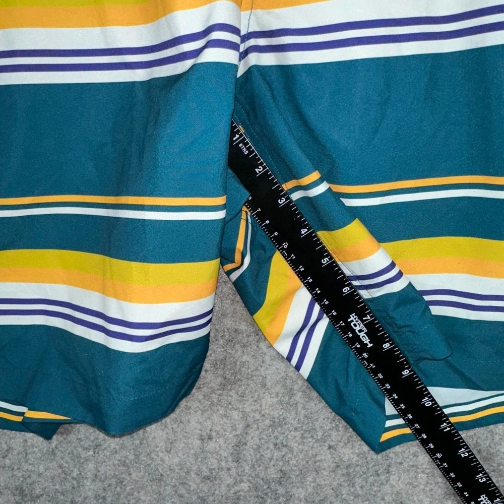Duluth Board Shorts Mens 3XL Teal Pier Genius Striped 9in Swim Trunks Lined EUC